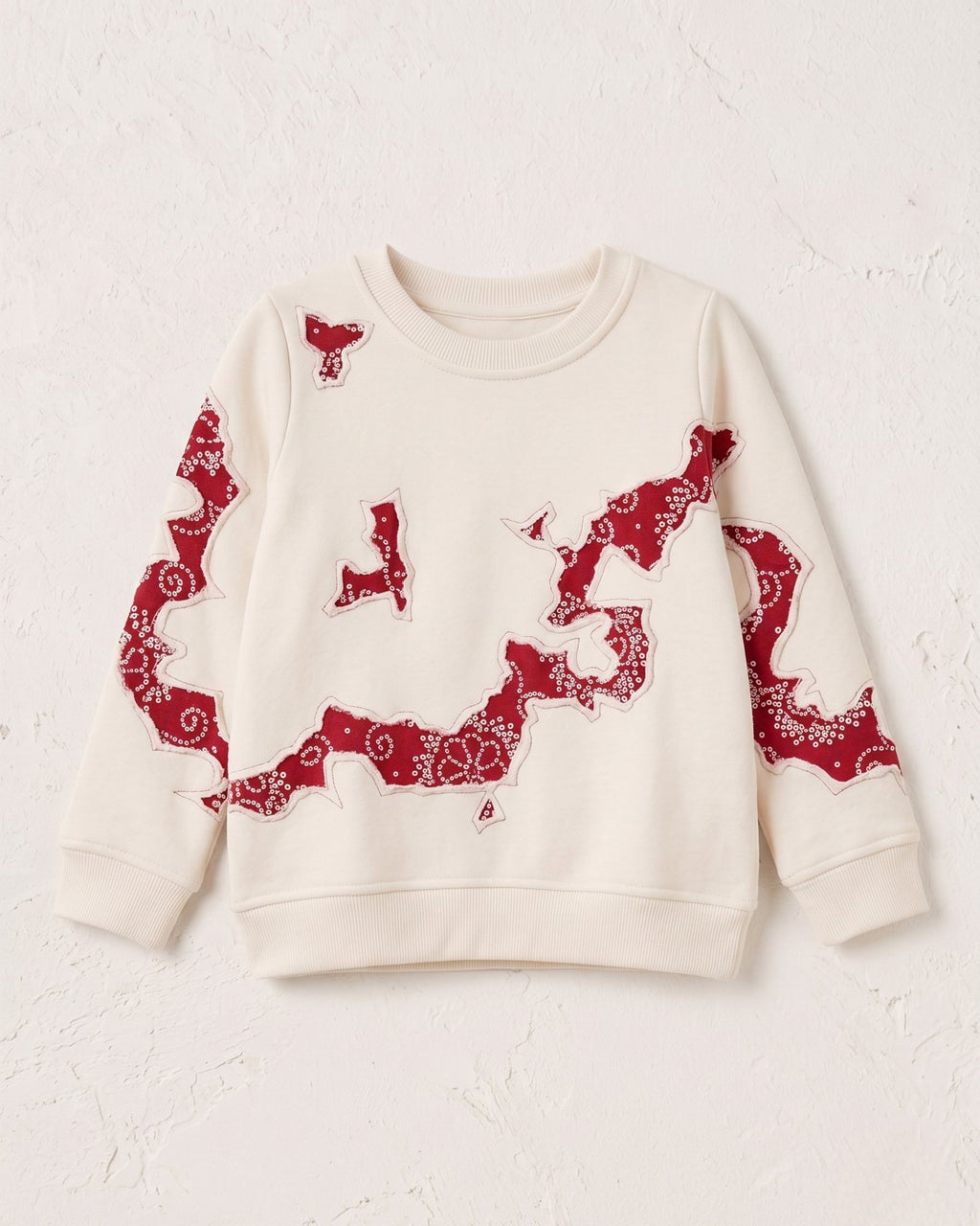 White French Terry & Red Bandhani Panel T-Shirt